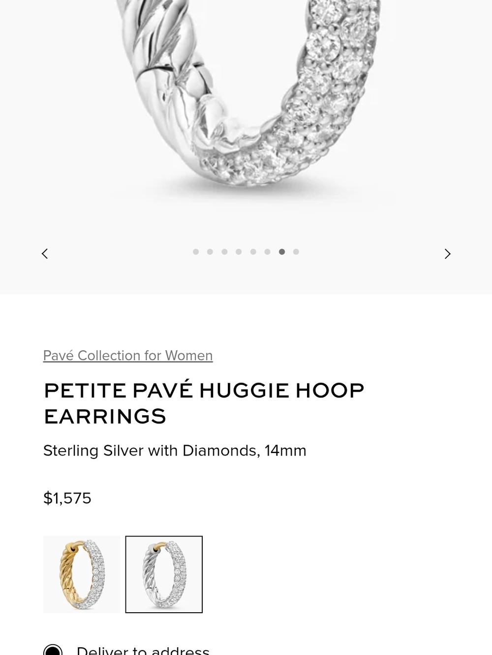 David Yurman Petite Pavé Huggie Hoop Earrings - Sterling Silver with Diamonds